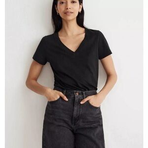 Madewell Whisper Cotton V-Neck Tee True Black Size S